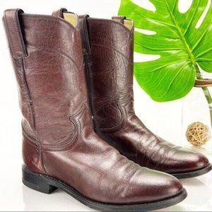 Justin Men's Jackson Boot Size 7 Western Cowboy Oxblood Leather Pull On Mid Calf